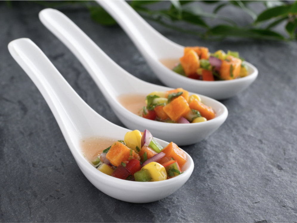 Vegetable tasting spoons for private events
